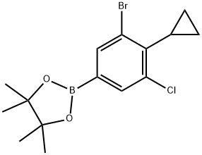 2-(3-溴-5-氯-4-环丙基苯基)-4,4,5,5-四甲基-1,3,2-二氧杂硼烷 结构式