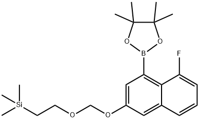 (2-((5-氟-4-(4,4,5,5-四甲基-1,3,2-二氧苯甲醛-2-基)萘-2-基)氧基)甲氧基)乙基)三甲基硅烷 结构式