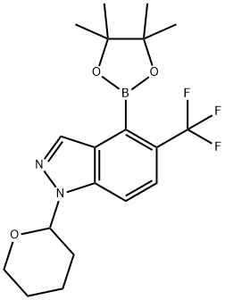 1-(四氢-2H-吡喃-2-基)-5-(三氟甲基)吲唑-4-硼酸频哪醇酯 结构式
