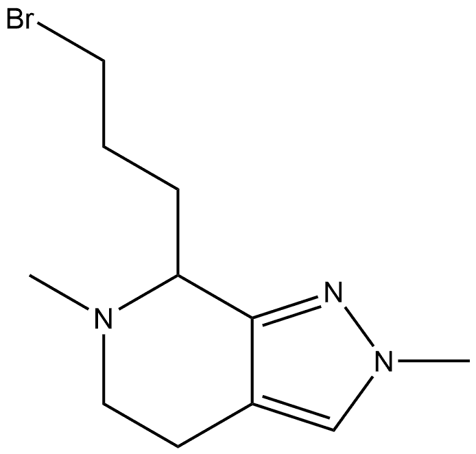 7-(3-bromopropyl)-2,6-dimethyl-2H,4H,5H,6H,7H-pyrazolo[3,4-c]pyridine 结构式