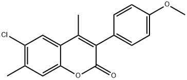 2H-1-Benzopyran-2-one, 6-chloro-3-(4-methoxyphenyl)-4,7-dimethyl- 结构式