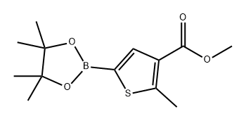 2-甲基-5-(4,4,5,5-四甲基-1,3,2-二氧硼杂环戊烷-2-基)噻吩-3-羧酸甲酯 结构式