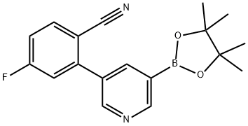 4-氟-2-(5-(4,4,5,5-四甲基-1,3,2-二氧杂硼烷-2-基)吡啶-3-基)苯甲腈 结构式