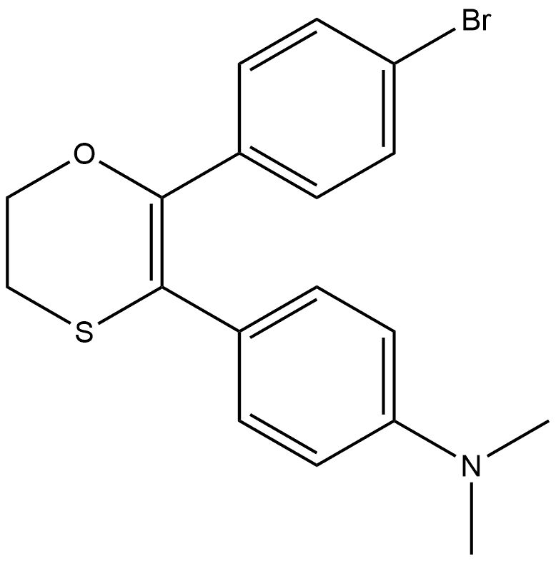 4-[2-(4-BROMOPHENYL)-5,6-DIHYDRO-1,4-OXATHIIN-3-YL]-N,N-DIMETHYLBENZENAMINE 结构式