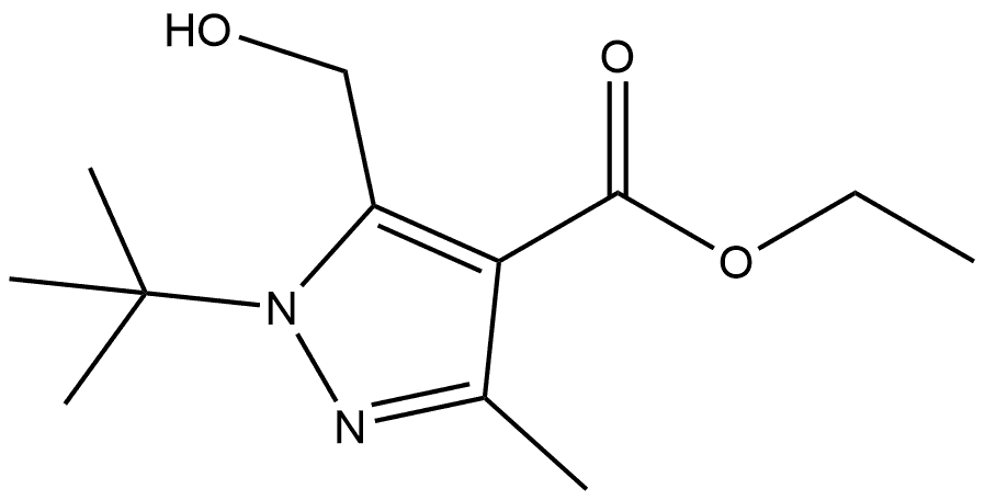 1-(叔丁基)-5-(羟甲基)-3-甲基-1H-吡唑-4-羧酸乙酯 结构式