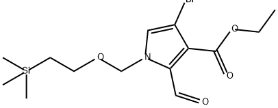 4-溴-2-甲酰基-1-[[2-(三甲基甲硅烷基)乙氧基]甲基]-1H吡咯-3-羧酸乙酯 结构式