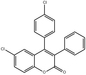 2H-1-Benzopyran-2-one, 6-chloro-4-(4-chlorophenyl)-3-phenyl- 结构式