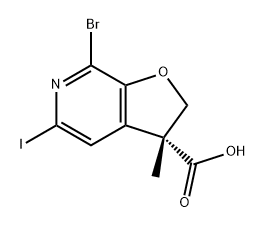 (3R)-7-溴-2,3-二氢-5-碘-3-甲基呋喃并[2,3-C]吡啶-3-羧酸 结构式