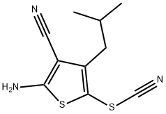 2-amino-5-(cyanosulfanyl)-4-(2-methylpropyl)thiophene-3-carbonitrile 结构式