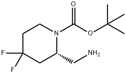 1-Piperidinecarboxylic acid, 2-(aminomethyl)-4,4-difluoro-, 1,1-dimethylethyl ester, (2S)- 结构式