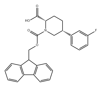 1,2-Piperidinedicarboxylic acid, 5-(3-fluorophenyl)-, 1-(9H-fluoren-9-ylmethyl) ester, (2S,5R)- 结构式