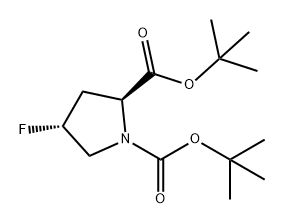二叔丁基(2S,4R)-4-氟吡咯烷-1,2-二羧酸盐 结构式