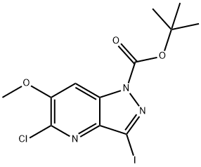 5-氯-3-碘-6-甲氧基-1H-吡唑并[4,3-B]吡啶-1-羧酸叔丁酯 结构式