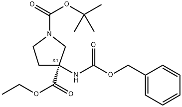 (S)-1-tert-butyl 3-ethyl 3-(((benzyloxy)carbonyl)amino)pyrrolidine-1.3-dicarboxylate 结构式