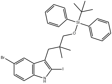 5-溴-3-(3-((叔丁基二苯基甲硅烷基)氧基)-2,2-二甲基丙基)-2-碘-1H-吲哚 结构式