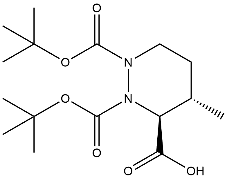 (3S,4S)-1,2-双(叔丁氧基羰基)-4-甲基六氢哒嗪-3-羧酸 结构式