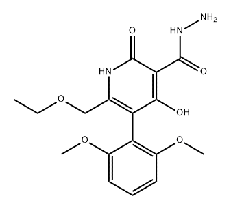 3-Pyridinecarboxylic acid, 5-(2,6-dimethoxyphenyl)-6-(ethoxymethyl)-1,2-dihydro-4-hydroxy-2-oxo-, hydrazide 结构式
