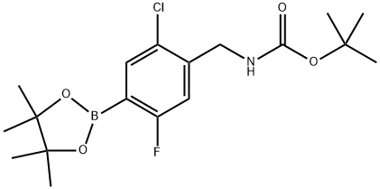 叔丁基(2-氯-5-氟-4-(4,4,5,5-四甲基-1,3,2-二氧杂硼烷-2-基)苄基)氨基甲酸酯 结构式
