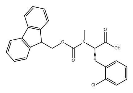 (S)-2-(((9H-芴-9-基)甲氧基)羰基(甲基)氨基)-3-(2-氯苯基)丙酸 结构式