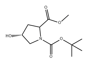 (4R)-1-叔丁基2-甲基4-羟基吡咯烷-1,2-二甲酸酯 结构式