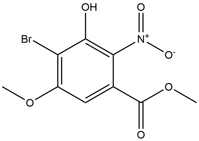 4-溴-3-羟基-5-甲氧基-2-硝基苯甲酸甲酯 结构式