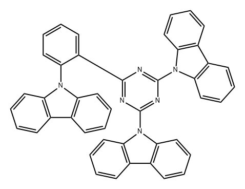 9,9'-(6-(2-(9H-CARBAZOL-9-YL)PHENYL)-1,3,5-TRIAZINE-2,4-DIYL)BIS(9H-CARBAZOLE) 结构式