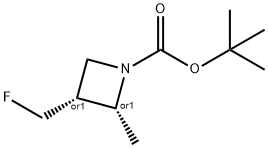 REL-(2R,3R)-3-(氟甲基)-2-甲基氮杂环丁烷-1-羧酸叔丁酯 结构式