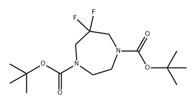 6,6-二氟-1,4-二氮杂环庚烷-1,4-二羧酸二叔丁酯 结构式