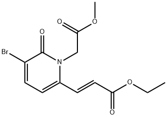 3-溴-6-[(1E)-3-乙氧基-3-氧代-1-丙烯-1-基]-2-氧代-1(2H)-吡啶乙酸甲酯 结构式