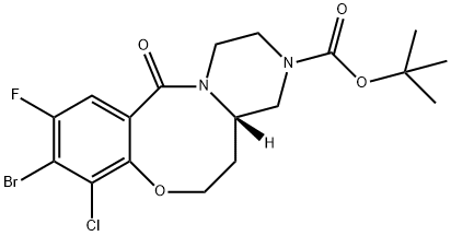 3H,12H-Pyrazino[2,1-d][1,5]benzoxazocine-3-carboxylic acid, 9-bromo-8-chloro-10-fluoro-1,2,4,4a,5,6-hexahydro-12-oxo-, 1,1-dimethylethyl ester, (4aS)- 结构式