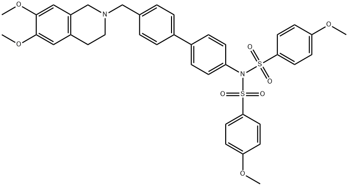 Benzenesulfonamide, N-[4'-[(3,4-dihydro-6,7-dimethoxy-2(1H)-isoquinolinyl)methyl][1,1'-biphenyl]-4-yl]-4-methoxy-N-[(4-methoxyphenyl)sulfonyl]- 结构式