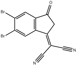 2-(5,6-二溴-3-氧代-2,3-二氢-1H-茚-1-亚基)丙二腈 结构式