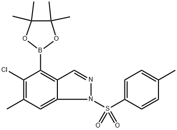 5-氯-6-甲基-4-(4,4,5,5-四甲基-1,3,2-二氧杂硼烷-2-基)-1-甲苯磺酰基-1H-吲唑 结构式