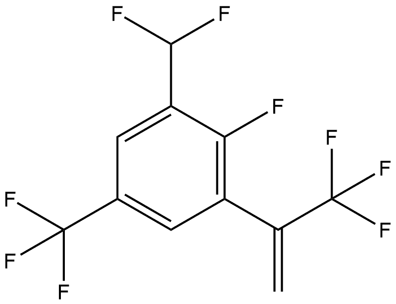 (1-(difluoromethyl)-2-fluoro-5-(trifluoromethyl)-3-[1-(trifluoromethyl)vinyl]benzene) 结构式