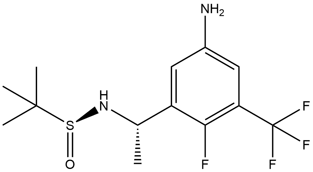 (S)-N-((S)-1-(5-氨基-2-氟-3-(三氟甲基)苯基)乙基)-2-甲基丙烷-2-亚磺酰胺 结构式