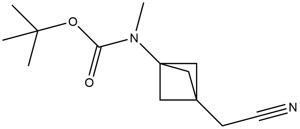 tert-butyl (3-(cyanomethyl)bicyclo[1.1.1]pentan-1-yl)(methyl)carbamate 结构式