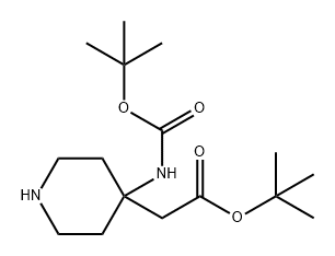 2-(4-((叔丁氧羰基)氨基)哌啶-4-基)乙酸叔丁酯 结构式