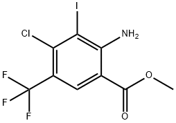 2-氨基-4-氯-3-碘-5-(三氟甲基)苯甲酸甲酯 结构式