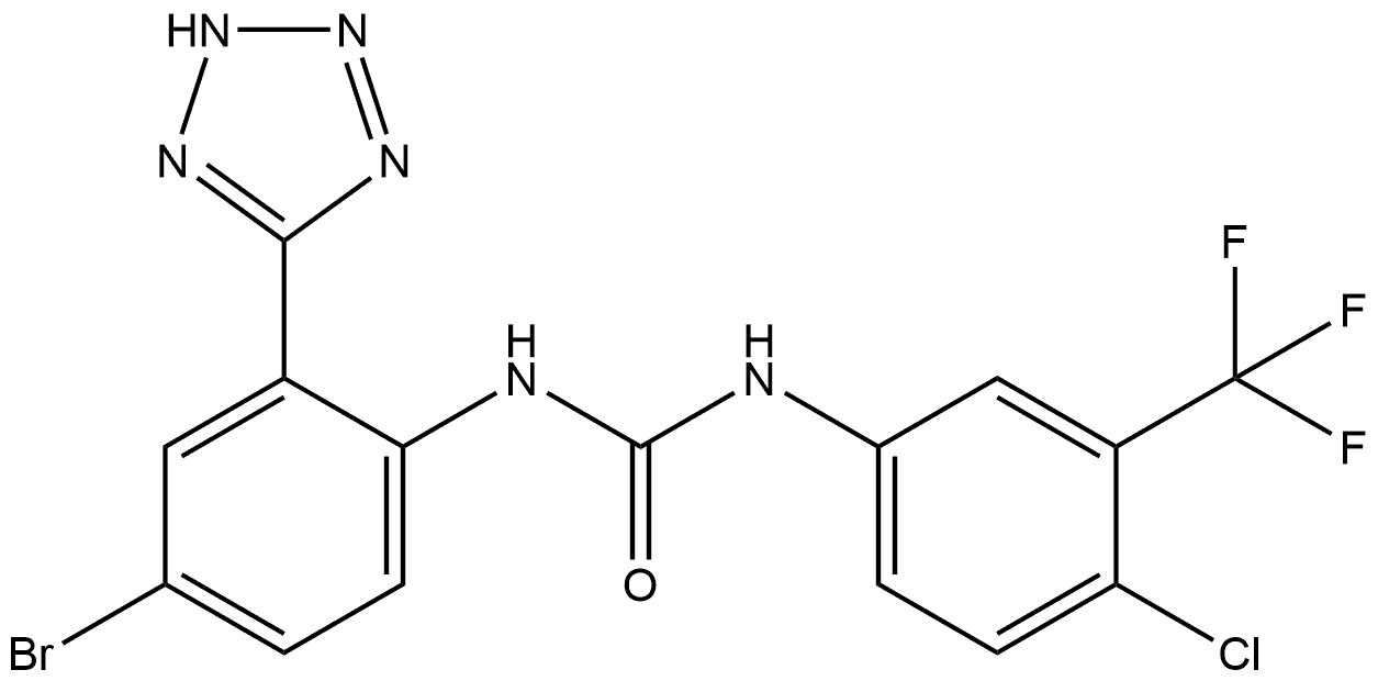 N-[4-Bromo-2-(2H-tetrazol-5-yl)phenyl]-N′-[4-chloro-3-(trifluoromethyl)phenyl]urea 结构式