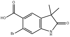 6-溴-2,3-二氢-3,3-二甲基-2-氧代-1H-吲哚-5-羧酸 结构式