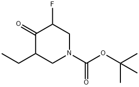 3-乙基-5-氟-4-氧代哌啶-1-羧酸叔丁酯 结构式