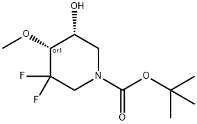 (4R,5R)-3,3-二氟-5-羟基-4-甲氧基哌啶-1-羧酸叔丁酯 结构式