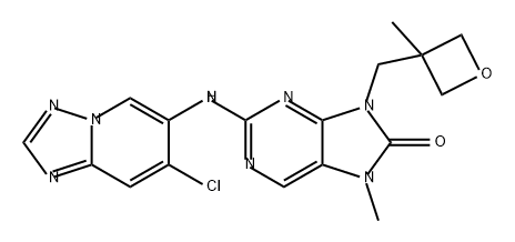 8H-Purin-8-one, 2-[(7-chloro[1,2,4]triazolo[1,5-a]pyridin-6-yl)amino]-7,9-dihydro-7-methyl-9-[(3-methyl-3-oxetanyl)methyl]- 结构式