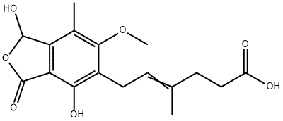 4-Hexenoic acid, 6-(1,3-dihydro-1,4-dihydroxy-6-methoxy-7-methyl-3-oxo-5-isobenzofuranyl)-4-methyl- 结构式