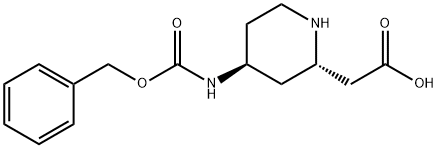 2-((2S,4S)-4-(((苄氧基)羰基)氨基)哌啶-2-基)乙酸 结构式