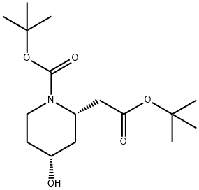 叔丁基(2S,4R)-2-(2-(叔丁氧基)-2-氧乙基)-4-羟基哌啶-1-羧酸酯 结构式