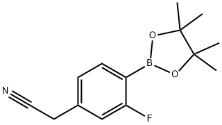 2-(3-氟-4-(4,4,5,5-四甲基-1,3,2-二氧杂硼烷-2-基)苯基)乙腈 结构式