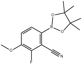 2-氟-3-甲氧基-6-(4,4,5,5-四甲基-1,3,2-二噁硼烷-2-基)苄腈 结构式