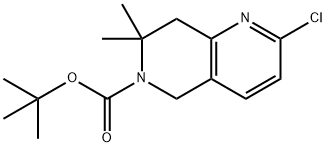 2-氯-7,7-二甲基-7,8-二氢-1,6-萘啶-6(5H)-羧酸叔丁酯 结构式
