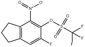 6-氟-4-硝基-2,3-二氢-1H-茚-5-基 三氟甲磺酸酯 结构式